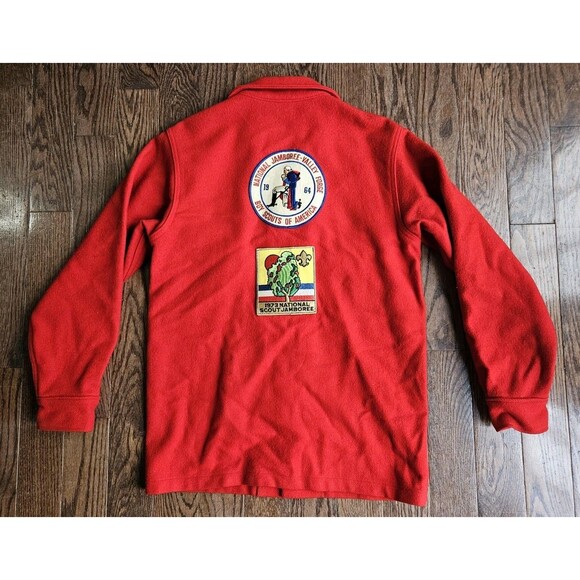 Vintage Boy Scouts of America Jacket 553 Mens 38 Red Wool 60s 70s W/ Badges - Picture 2 of 12